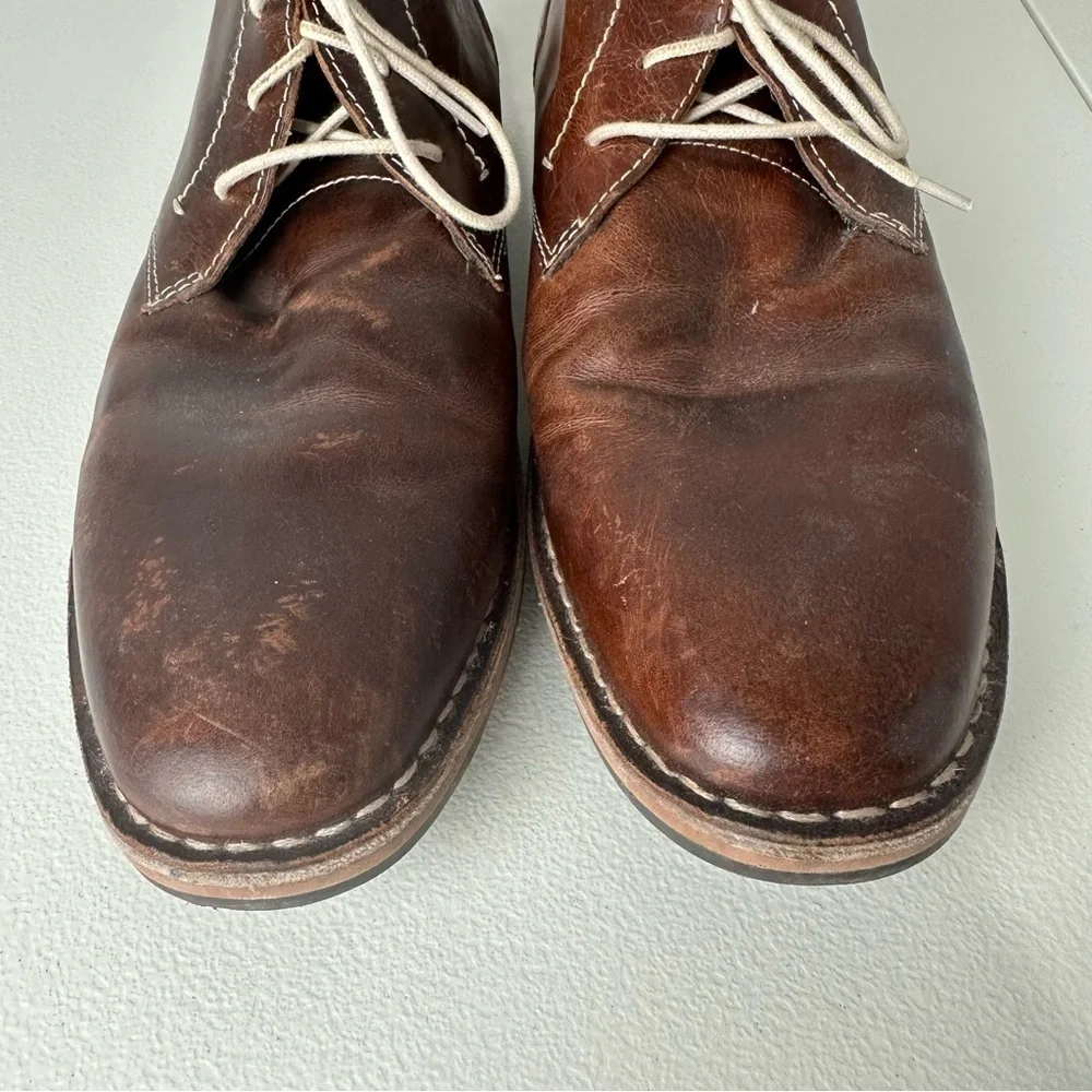 Steve Madden Men’s Brown Ivon Leather Lace Up Chukkas Chukka Boots Size 9.5